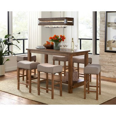 Hathaway Nailhead Counter Height Dining Table Driftwood - Buylateral