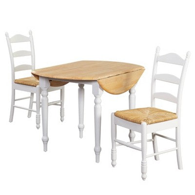 3pc Ladder Back Drop Leaf Dining Set Wood/White - Buylateral