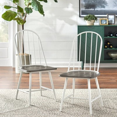 Set Of 2 Milo Windsor Metal With Wood Seat Dining Chairs - Buylateral