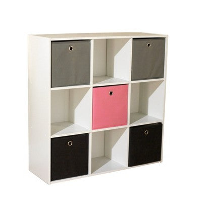 7.5" Utility Bookcase With 5 Fabric Bins - Buylateral