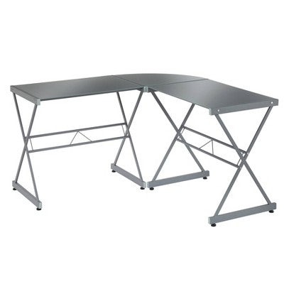 L Shaped Tempered Glass Desk - Buylateral