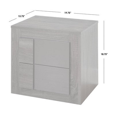 Buylateral Maya Night Stand Dark Sonoma Oak/Gray: Contemporary 2-Drawer, Laminated Surface, 18.7" Height