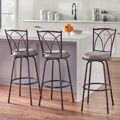  Set Of 3 Delta Adjustable Height Stool Black/Gray - Buylateral