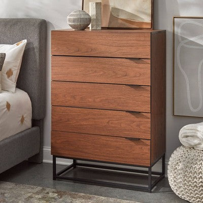 Noble 5 Drawers Chest Walnut - Buylateral