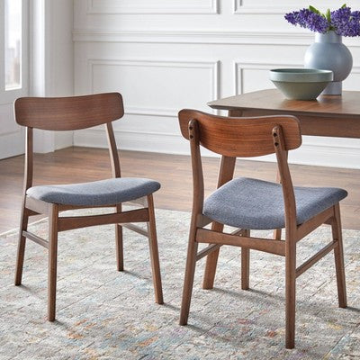  Buylateral Set Of 2 Wave Solid Rubberwood Dining Chairs