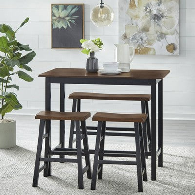  4pc Galena Counter Height Dining Set Walnut/Black - Buylateral