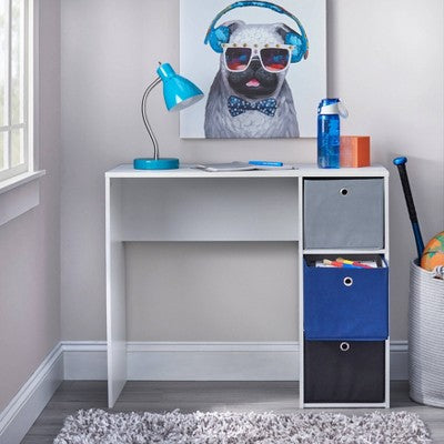  Student Writing Desk With 3 Fabric Bins - Buylateral