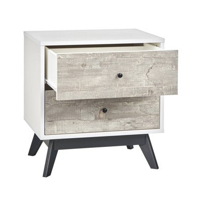  Crislana Mid-Century Nightstand White/Weathered Gray - Buylateral