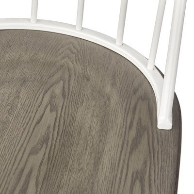 Set Of 2 Milo Windsor Metal With Wood Seat Dining Chairs White/Charcoal Gray - Buylateral