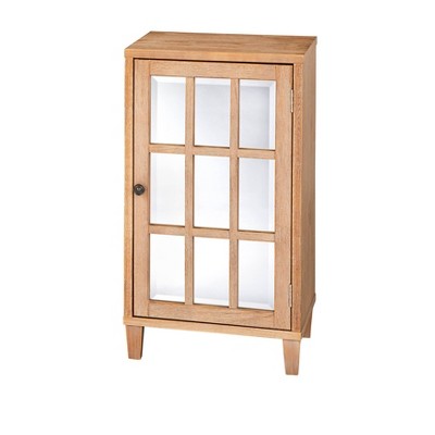  Matteo Rustic Mirrored Door Natural Side Cabinet - Lifestorey