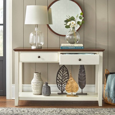  Charleston Sofa Table Off White/Chestnut - Buylateral