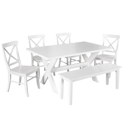  6pc Sumner Dining Set With Bench White - Buylateral