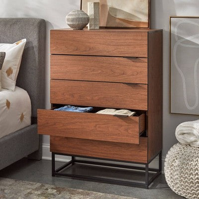  Noble 5 Drawers Chest Walnut - Buylateral