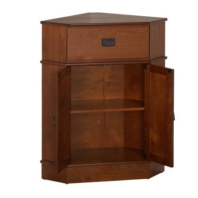  Mission 2 Door 1 Drawer Corner Storage Cabinet Oak - Buylateral