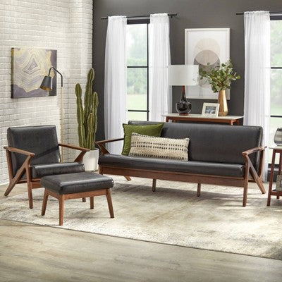  Bianca Mid-Century Modern Armchair Black/Walnut - Buylateral
