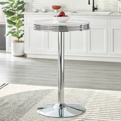  Raleigh Retro Bar Height Pub Dining Table White/Chrome - Buylateral