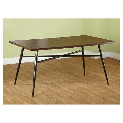  Milo Rectangular Wood With Metal Frame Dining Table Black/Espresso Brown - Buylateral