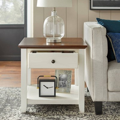  Charleston End Table Off White/Chestnut - Buylateral