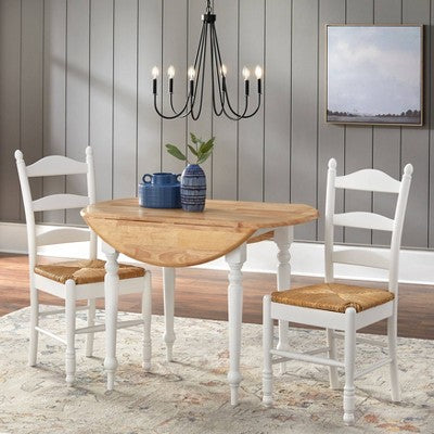  3pc Ladder Back Drop Leaf Dining Set Wood/White - Buylateral