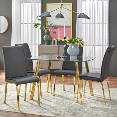  Uptown Dining Table Glass/Gold Metal - Buylateral
