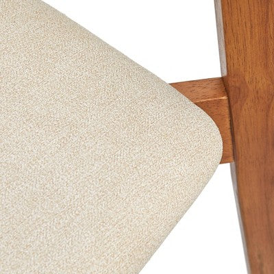  Buylateral Set Of 2 Nettie Mid Century Modern Upholstered Dining Chairs Walnut/Beige