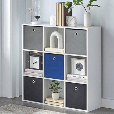  7.5" Utility Bookcase With 5 Fabric Bins - Buylateral