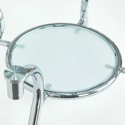  39.5" Round Mabel Glass Top And Chrome Base Dining Table Clear/Chrome - Buylateral