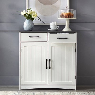  Dalton 2 Door Buffet Cabinet White/Charcoal Gray - Buylateral