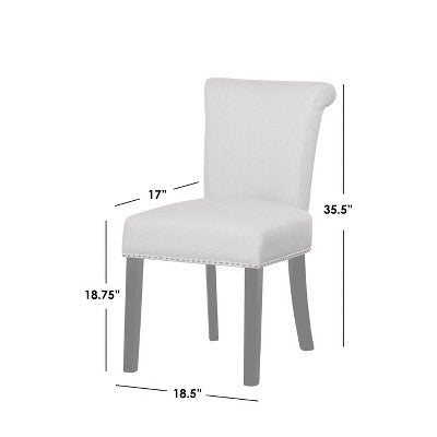  Set Of 2 Adeline Nailhead Parsons Dining Chair Gray - Buylateral: Upholstered, Rubberwood Legs, 250lb Capacity