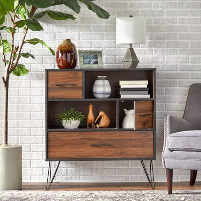  Vintage Living Cabinet Black/Walnut - Buylateral