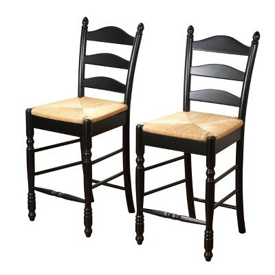  Set Of 2 24" Ladder Back Counter Height Barstools - Buylateral