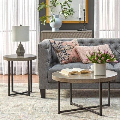 Era Round Contemporary End Table Gray/Black  - Buylateral