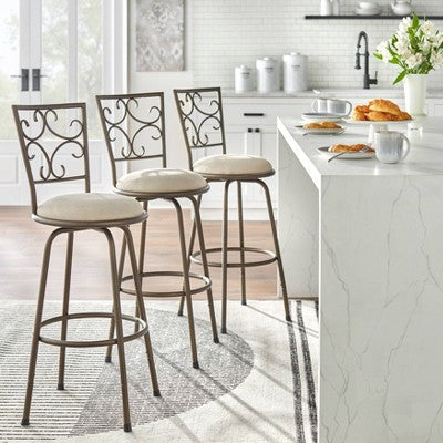  Set Of 3 Claremont Adjustable Height Swivel Barstools Black - Buylateral