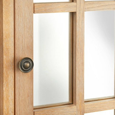  Matteo Rustic Mirrored Door Natural Side Cabinet - Lifestorey