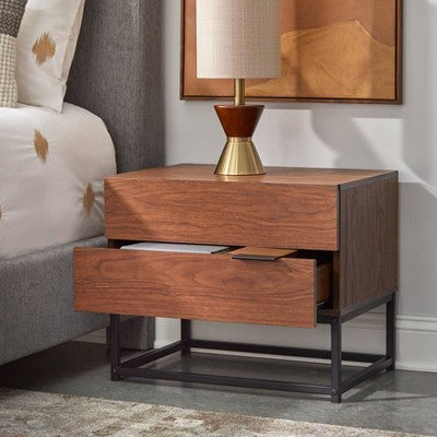  Noble 2 Drawers Nightstand Walnut - Buylateral