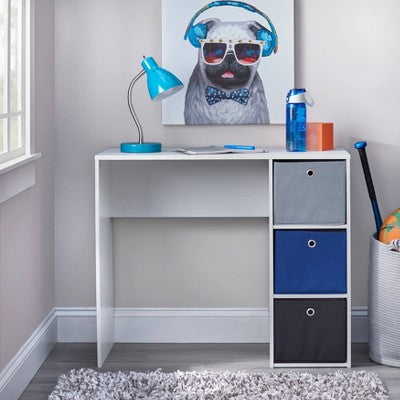  Student Writing Desk With 3 Fabric Bins - Buylateral