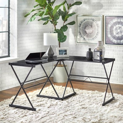  L Shaped Tempered Glass Desk - Buylateral