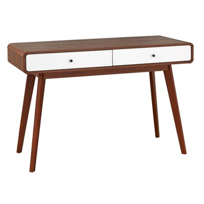  Cassie Writing Desk White/Walnut - Buylateral