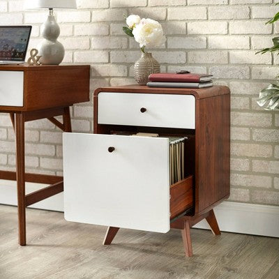  Cassie 2 Drawer File Cabinet White/Walnut - Buylateral