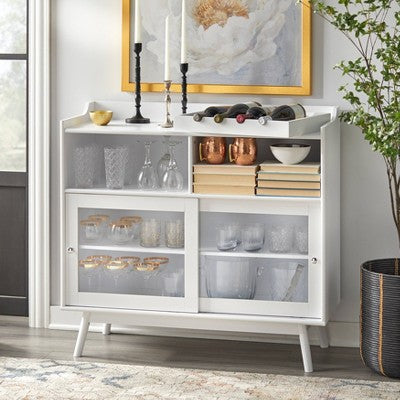  Dublin Bar Cabinet With Sliding Glass Doors White - Buylateral
