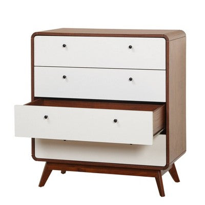  Cassie Mid-Century Modern 4 Drawer Chest Walnut/White - Buylateral