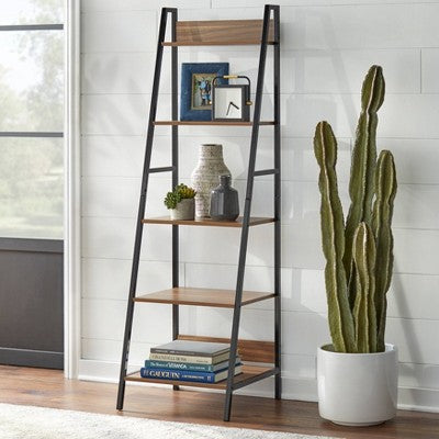  3pc Denton Ladder Desk And Shelf Walnut/Black - Buylateral