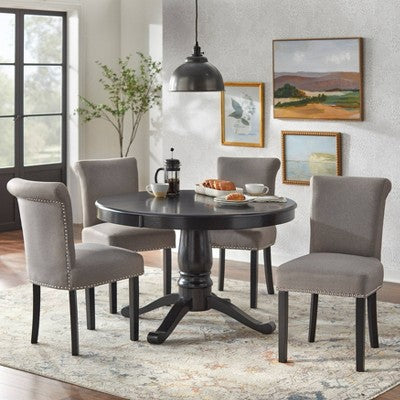  Set Of 2 Adeline Nailhead Parsons Dining Chair Gray - Buylateral: Upholstered, Rubberwood Legs, 250lb Capacity