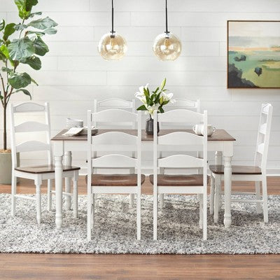  7Pc Skipton Dining Set White/Walnut - Buylateral