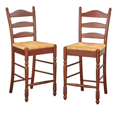  Set Of 2 24" Ladder Back Counter Height Barstools - Buylateral