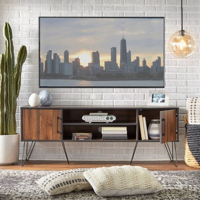  Vintage Living TV Stand For TVs Up To 55" Black/Walnut - Buylateral