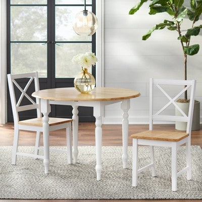  3pc Virginia Dining Set Wood/White - Buylateral