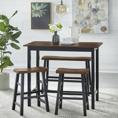  4pc Galena Counter Height Dining Set Walnut/Black - Buylateral