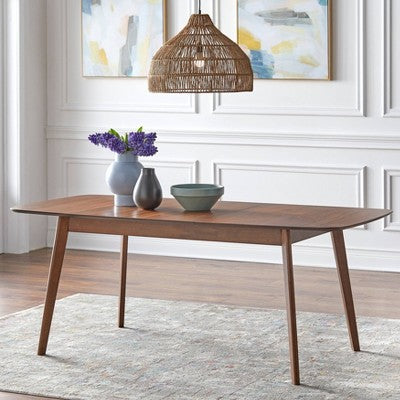  7pc Wave Rectangular Dining Set Walnut/Blue - Buylateral