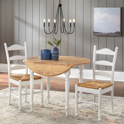  3pc Ladder Back Drop Leaf Dining Set Wood/White - Buylateral